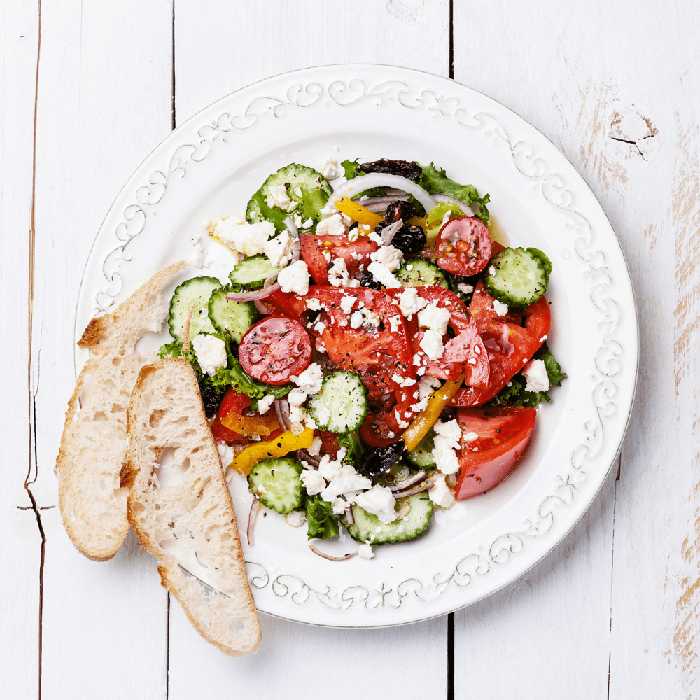 Breakfast on white wooden background