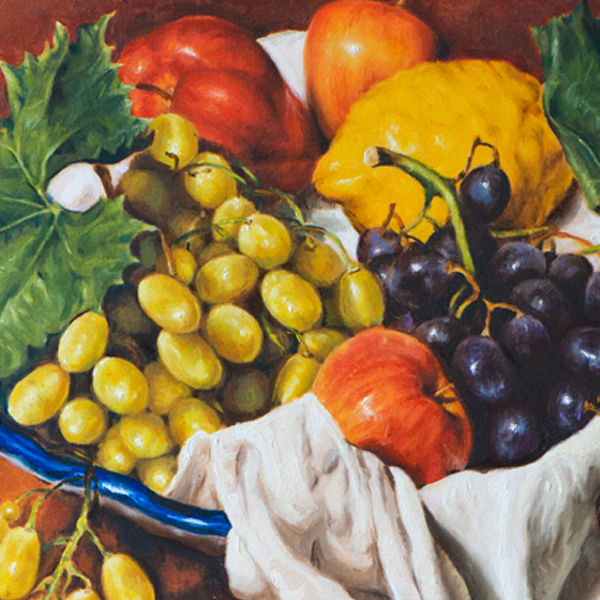 Oil painting of a still life