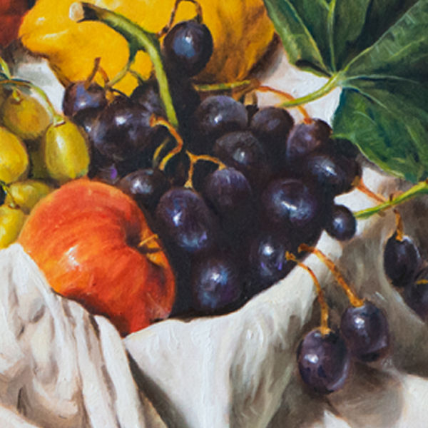 Oil painting of a still life