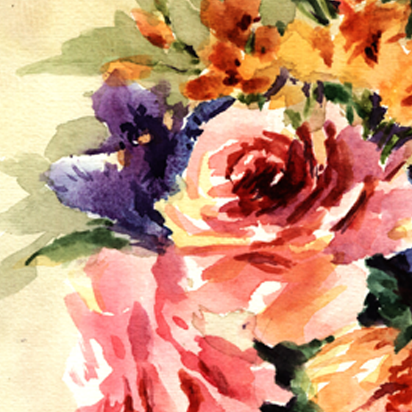 Orginal watercolor painting lovely lilies in vase