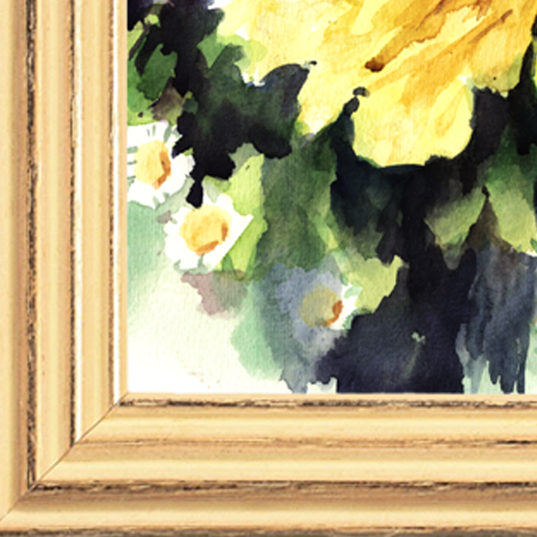 Orginal watercolor painting two lovely yellow roses