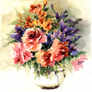 Orginal watercolor painting lovely lilies in vase